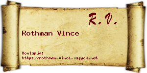 Rothman Vince névjegykártya